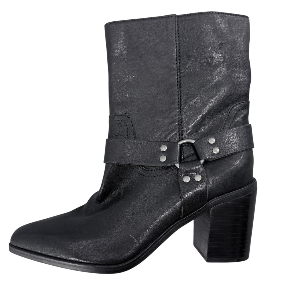 Steve Madden‎ 8.5 Alessio Black Leather Biker Bootie Ankle Boots NWOT